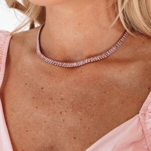 NIP Candybar‎ Rhinestone Necklace Pink Gold Tone